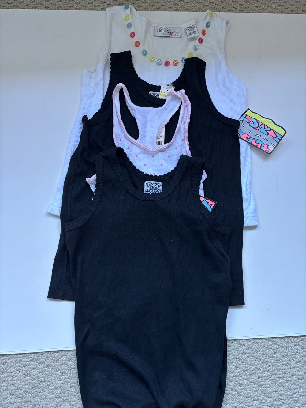 Oleg Cassini, Fast Turn & other (4 tops) Girls Tank Tops in Black, White, Pink
